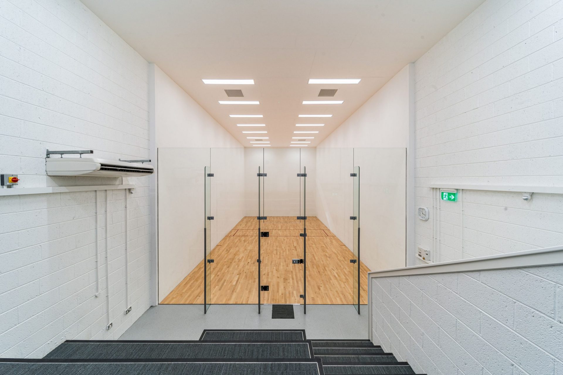 view from inside handball alley